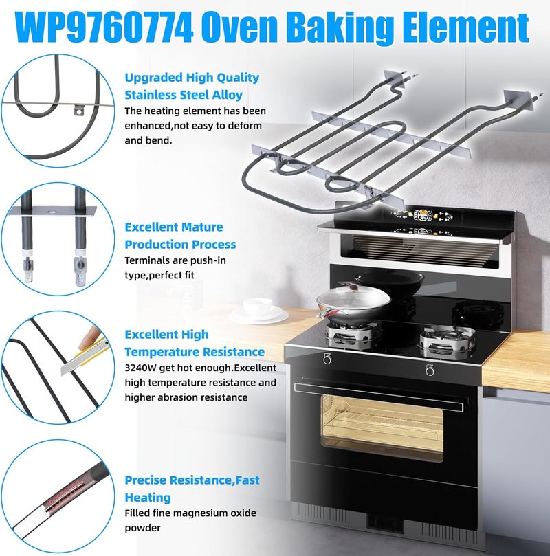 S-Union UPGRADED WP9760774 9760774 Oven Range Broil Element Compatible with Whirlpool Kitchen Aid Range Stove Ovens Parts,WP9760774 Kitchenaid Oven Heating Element 8301514 1201761 KEBS207SSS04 Bake Elements - Image 3